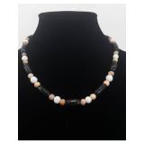Jasper, Quartz and Onyx Stone Necklace