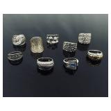 Lot of 9 WELL MADE Heavier Fashion Rings