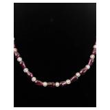 Garnet and Quartz Bead Necklace