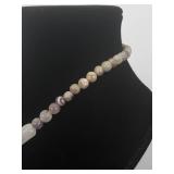 Amethyst, Nephrite, etc. Semi-Polished Stone Necklace