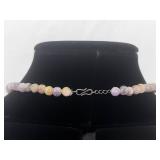 Amethyst, Nephrite, etc. Semi-Polished Stone Necklace
