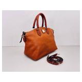Authentic Dooney & Bourke Brown Pebble Grain Leather Satchel Handbag