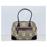 Authentic Dooney & Bourke Domed Monogram Satchel with Brown Leather Trim