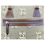 Authentic Dooney & Bourke Domed Monogram Satchel with Brown Leather Trim