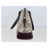 Authentic Dooney & Bourke Domed Monogram Satchel with Brown Leather Trim