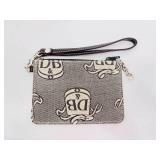 Authentic Dooney & Bourke Domed Monogram Satchel with Brown Leather Trim