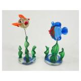 Lot of Hand Blown Glass Fishes with Floats for Glasses of Water or Fish Tanks
