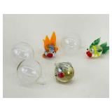 Lot of Hand Blown Glass Fishes with Floats for Glasses of Water or Fish Tanks