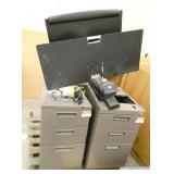 Group of 6 file cabinets and keyboard/monitor riser