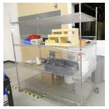 Wire shelving unit and contents including a AO Stereo Star microscope 1 to 6X