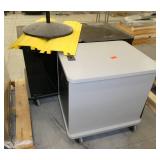Three rolling cabinets 27x23x28, fan, 2 cable mgmt troughs