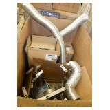 Pallet of misc items - flexible duct, case of feminine napkins and new stainless dispenser