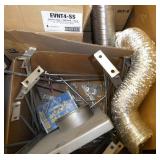 Pallet of misc items - flexible duct, case of feminine napkins and new stainless dispenser