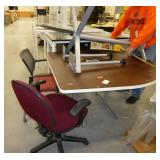 2 office chairs, U shaped table 54x54 dismantled, and a rectangular table underneath 30x44