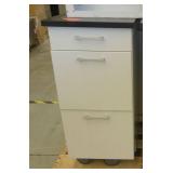 Two heavy steel rolling 3 drawer cabinets 19x24x34 see Description