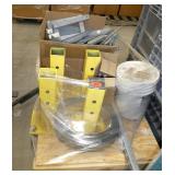 Pallet with Four safety rail posts and other misc items