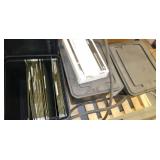 light fixture, 4 new exit signs and 3 portable file boxes