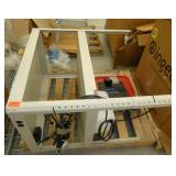 Metal Shipping receiving desk with electrical plugs