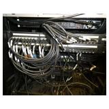 Portable I/T cabinet full of network switches and hubs, great for a training room or small office 48 port switch