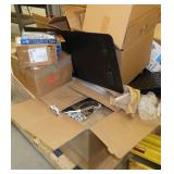 Pallet of misc plastic parts, filament, wireless network cards