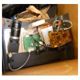 Pallet of misc plastic parts, filament, wireless network cards