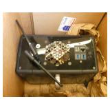Pallet of misc plastic parts, filament, wireless network cards