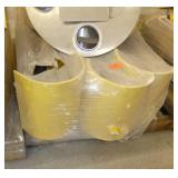 Safety rail - rounded corner pallet racking end protectors and a plastics hopper
