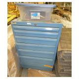 Toolbox 27x22x32, box of hose and copper line, pile of commercial carpet tiles