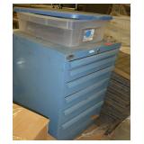Toolbox 27x22x32, box of hose and copper line, pile of commercial carpet tiles