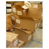 Pallet of 16 boxes of misc hardware - nuts bolts bearings clamps etc