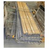 Pallet of various wire shelves and 4 new boxes of posts