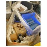 Pallet of hardware, leg supports, adjustable column feet, cable
