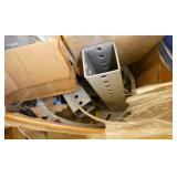 Pallet of hardware, leg supports, adjustable column feet, cable