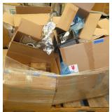 Pallet of misc parts, prototype stuff, a dozen new small scissor lift type stands