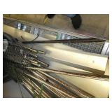 Lot of wire shelving posts and a single locker