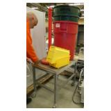 rolling cart 24x36 with 3 garbage barrels, 2 bins and a post