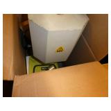 Gaylord pallet of items, rolling storage case 20x60, red lifts of some kind,
