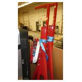 Gaylord pallet of items, rolling storage case 20x60, red lifts of some kind,