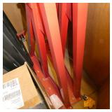 Gaylord pallet of items, rolling storage case 20x60, red lifts of some kind,