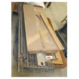 Group of wire shelving and 4 new boxes of posts and new box of two 48x18 shelves