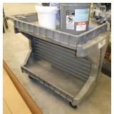 Like new Uline mobile workstation 45x24x35 and a pail of dessicant