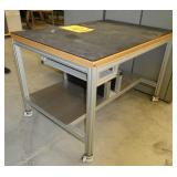 Rolling table made from 80-20, leveling feet, 52x36x34