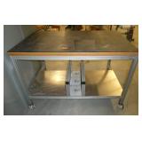 Rolling table made from 80-20, leveling feet, 52x36x34