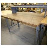 60x36 Workbench with wood top and steel legs, adjustable height with a top shelf