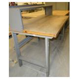 60x36 Workbench with wood top and steel legs, adjustable height with a top shelf