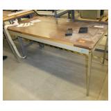 60x30 table with laminate top, some torn off, metal legs