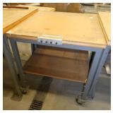 Rolling worktable 30x30 with wood top and steel legs