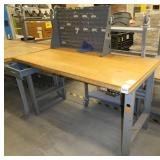 60x30 Workbench with laminate top and steel legs, adjustable height and a parts bin hanger