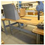 60x30 Workbench with laminate top and steel legs, adjustable height and a parts bin hanger