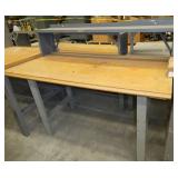 60x30 Workbench with wood top and steel legs, adjustable height, top shelf